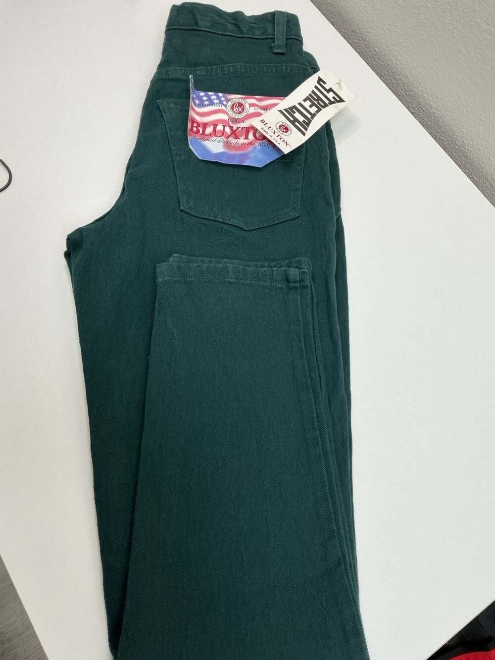 Vintage Bluxton Green Stretch Denim Jeans Made in USA